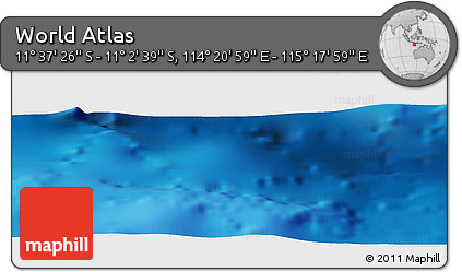 Physical Panoramic Map of the Area around 11° 20' 3" S, 114° 49' 29" E