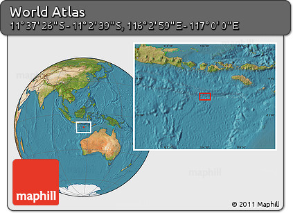 Satellite Location Map of the Area around 11° 20' 3" S, 116° 31' 30" E