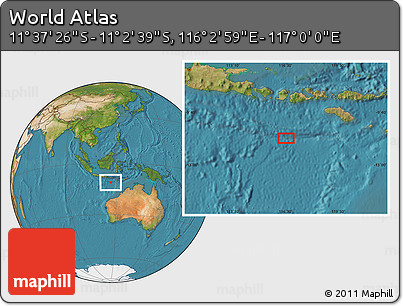 Satellite Location Map of the Area around 11° 20' 3" S, 116° 31' 30" E