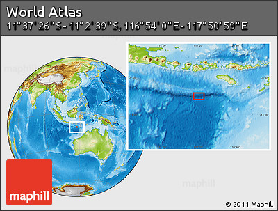 Physical Location Map of the Area around 11° 20' 3" S, 117° 22' 30" E
