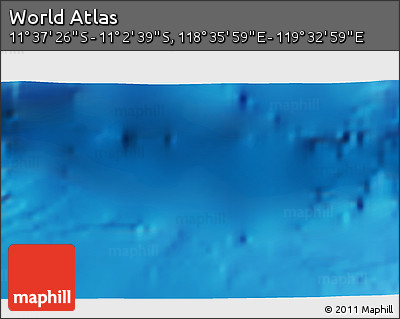 Physical 3D Map of the Area around 11° 20' 3" S, 119° 4' 29" E