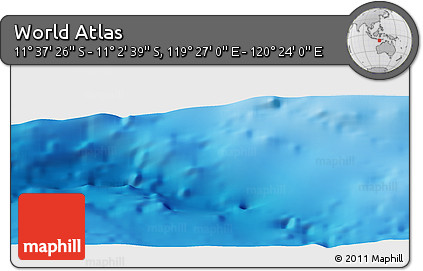 Physical Panoramic Map of the Area around 11° 20' 3" S, 119° 55' 30" E