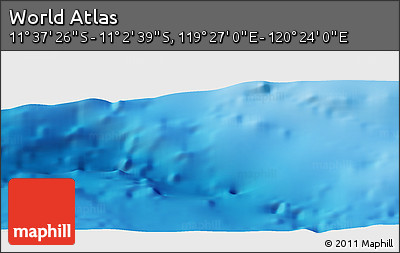 Physical Panoramic Map of the Area around 11° 20' 3" S, 119° 55' 30" E