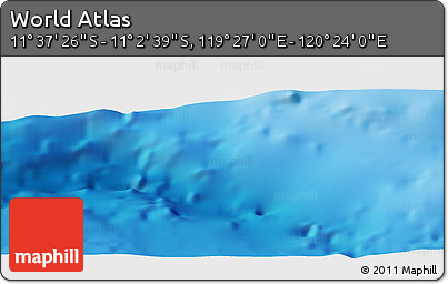 Physical Panoramic Map of the Area around 11° 20' 3" S, 119° 55' 30" E