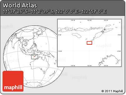 Blank Location Map of the Area around 11° 20' 3" S, 122° 28' 29" E