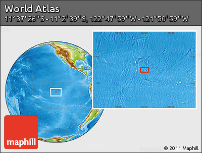 Physical Location Map of the Area around 11° 20' 3" S, 122° 19' 29" W