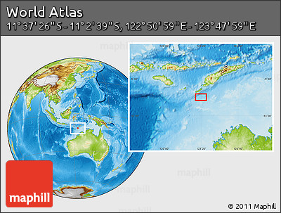 Physical Location Map of the Area around 11° 20' 3" S, 123° 19' 29" E