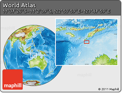 Physical Location Map of the Area around 11° 20' 3" S, 123° 19' 29" E