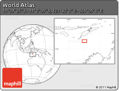 Blank Location Map of the Area around 11° 20' 3" S, 124° 10' 30" E