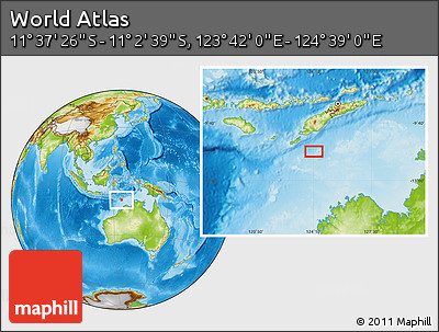 Physical Location Map of the Area around 11° 20' 3" S, 124° 10' 30" E
