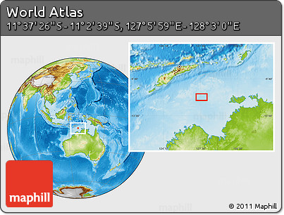 Physical Location Map of the Area around 11° 20' 3" S, 127° 34' 30" E
