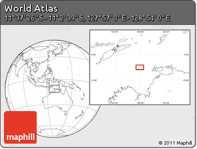 Blank Location Map of the Area around 11° 20' 3" S, 128° 25' 30" E