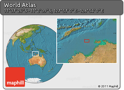 Satellite Location Map of the Area around 11° 20' 3" S, 128° 25' 30" E