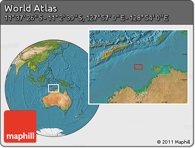 Satellite Location Map of the Area around 11° 20' 3" S, 128° 25' 30" E