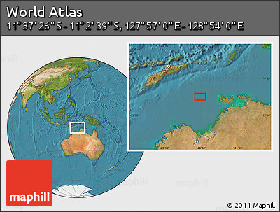 Satellite Location Map of the Area around 11° 20' 3" S, 128° 25' 30" E