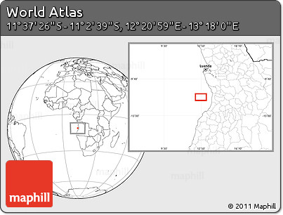 Blank Location Map of the Area around 11° 20' 3" S, 12° 49' 29" E