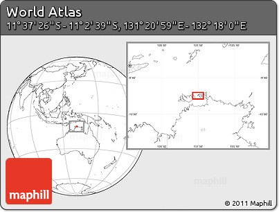 Blank Location Map of the Area around 11° 20' 3" S, 131° 49' 29" E