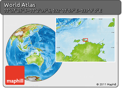 Physical Location Map of the Area around 11° 20' 3" S, 132° 40' 30" E