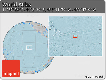 Gray Location Map of the Area around 11° 20' 3" S, 134° 13' 29" W, hill shading
