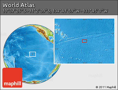 Physical Location Map of the Area around 11° 20' 3" S, 134° 13' 29" W