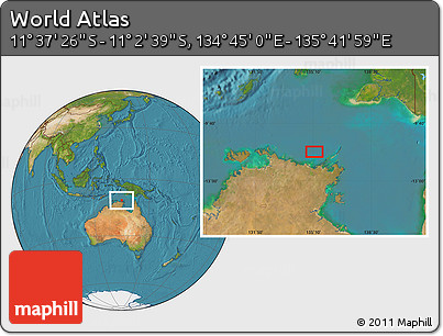 Satellite Location Map of the Area around 11° 20' 3" S, 135° 13' 29" E
