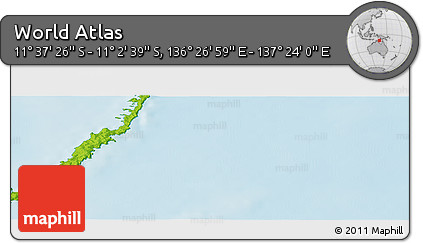 Physical Panoramic Map of the Area around 11° 20' 3" S, 136° 55' 30" E