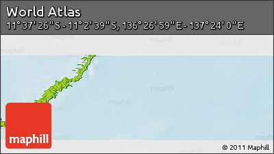 Physical Panoramic Map of the Area around 11° 20' 3" S, 136° 55' 30" E