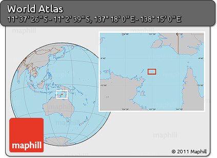 Gray Location Map of the Area around 11° 20' 3" S, 137° 46' 30" E