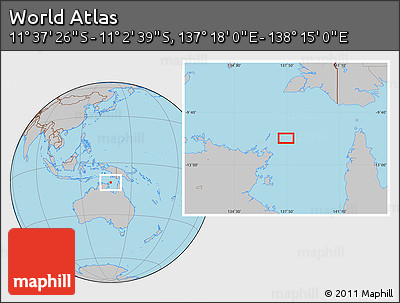 Gray Location Map of the Area around 11° 20' 3" S, 137° 46' 30" E