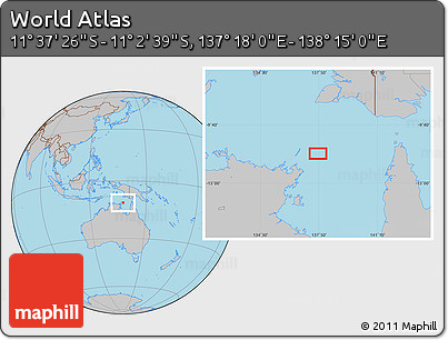 Gray Location Map of the Area around 11° 20' 3" S, 137° 46' 30" E