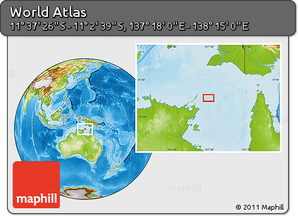 Physical Location Map of the Area around 11° 20' 3" S, 137° 46' 30" E