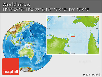 Physical Location Map of the Area around 11° 20' 3" S, 137° 46' 30" E
