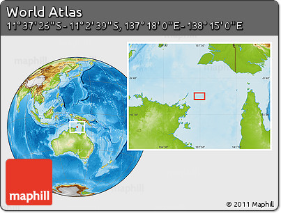 Physical Location Map of the Area around 11° 20' 3" S, 137° 46' 30" E