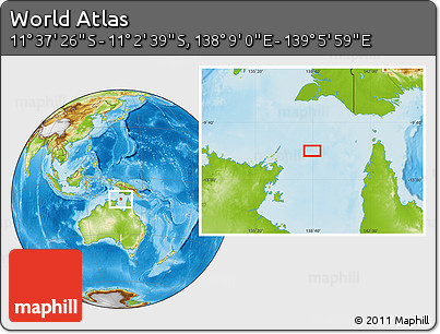 Physical Location Map of the Area around 11° 20' 3" S, 138° 37' 30" E