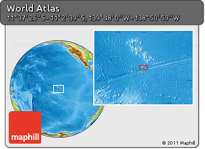 Physical Location Map of the Area around 11° 20' 3" S, 139° 19' 29" W