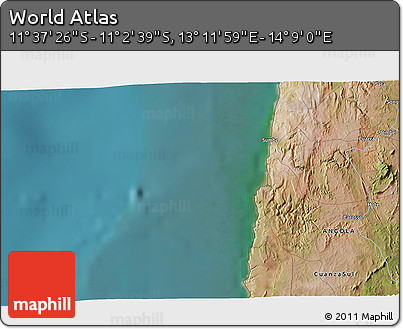 Satellite 3D Map of the Area around 11° 20' 3" S, 13° 40' 30" E