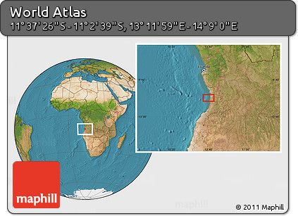 Satellite Location Map of the Area around 11° 20' 3" S, 13° 40' 30" E