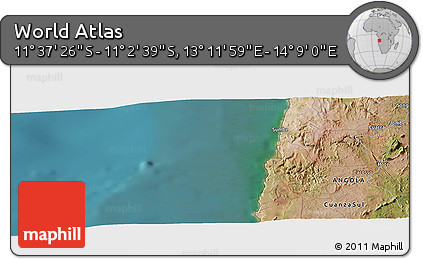 Satellite Panoramic Map of the Area around 11° 20' 3" S, 13° 40' 30" E
