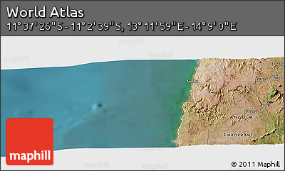 Satellite Panoramic Map of the Area around 11° 20' 3" S, 13° 40' 30" E
