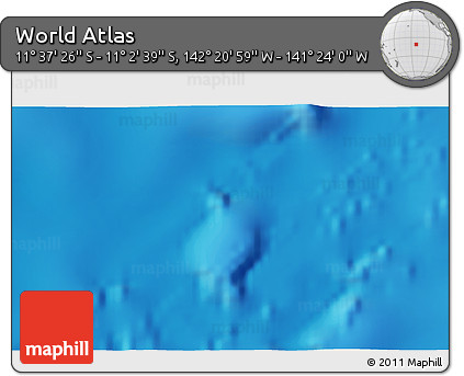Physical 3D Map of the Area around 11° 20' 3" S, 141° 52' 30" W