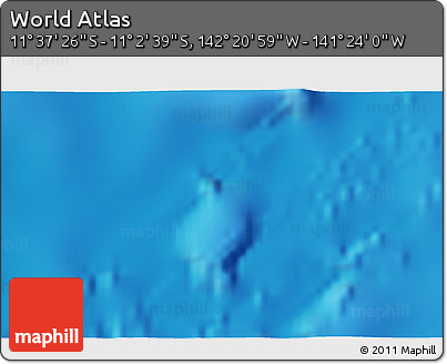 Physical 3D Map of the Area around 11° 20' 3" S, 141° 52' 30" W