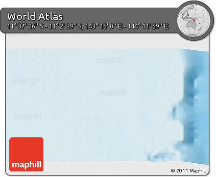 Shaded Relief 3D Map of the Area around 11° 20' 3" S, 143° 43' 29" E
