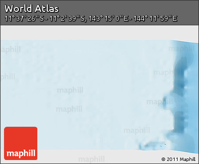 Shaded Relief 3D Map of the Area around 11° 20' 3" S, 143° 43' 29" E