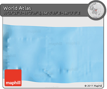 Shaded Relief 3D Map of the Area around 11° 20' 3" S, 144° 34' 29" E