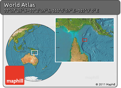 Satellite Location Map of the Area around 11° 20' 3" S, 144° 34' 29" E