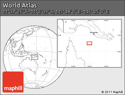 Blank Location Map of the Area around 11° 20' 3" S, 146° 16' 30" E
