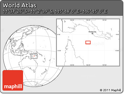 Blank Location Map of the Area around 11° 20' 3" S, 146° 16' 30" E