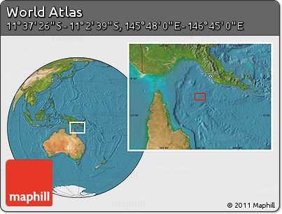 Satellite Location Map of the Area around 11° 20' 3" S, 146° 16' 30" E