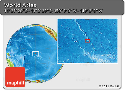 Physical Location Map of the Area around 11° 20' 3" S, 149° 31' 30" W