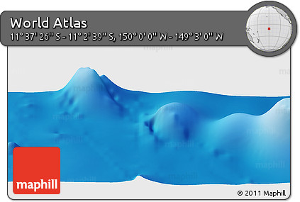 Physical Panoramic Map of the Area around 11° 20' 3" S, 149° 31' 30" W